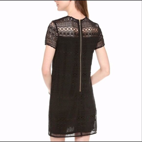 Juicy Couture Black Linear Lace Guipure Cocktail Dress Sz 2 Exposed Gold Zipper - Picture 1 of 16